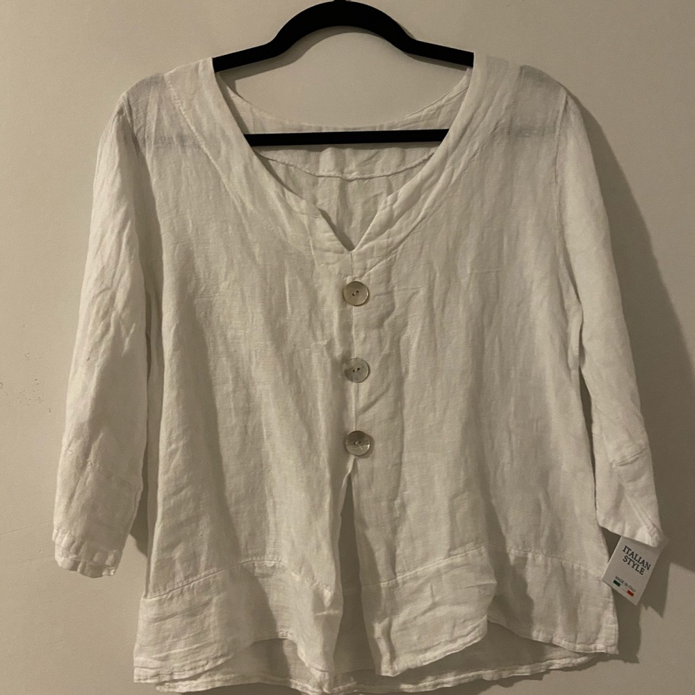 White Italian linen blouse